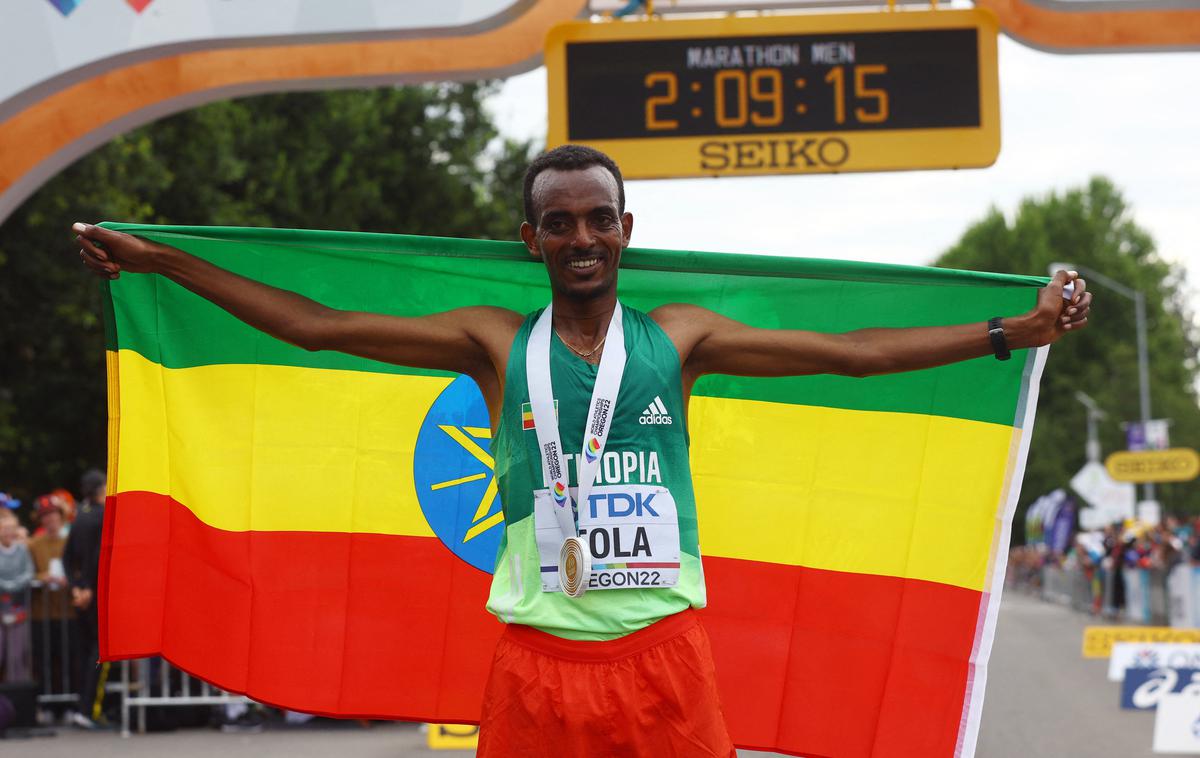 Tamirat Tola | Tamirat Tola je zmagovalec maratonske preizkušnje na svetovnem prvenstvu v ameriškem Eugenu.  | Foto Reuters