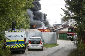 Požar v Stegnah v Ljubljani.