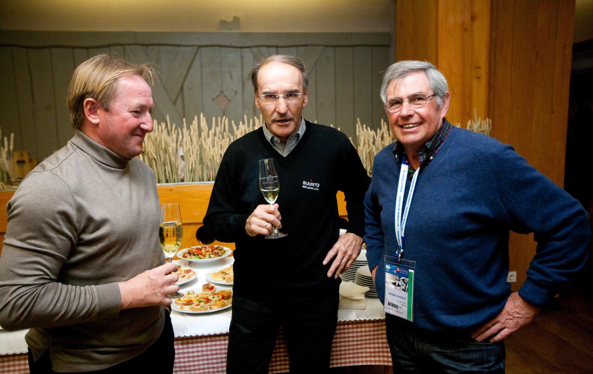 Križaj in Tritscher | Reinhard Tritscher (na sredini) je leta 2011 v Kranjski Gori takole poziral v družbi Bojana Križaja in Patricka Russla. | Foto Vid Ponikvar