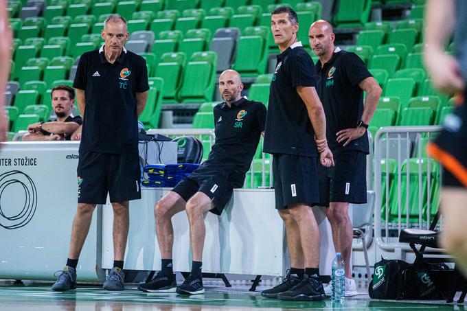 Trenerski štab Cedevite Olimpije sestavljajo Teo Čizmić, Slaven Rimac, Dragiša Drobnjak in Marko Maravič. | Foto: Grega Valančič/Sportida