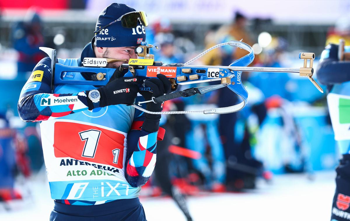 Sturla Holm Laegreid | Norvežani v postavi Sturla Holm Laegreid (na sliki), Vetle Sjaastad Christiansen, Johannes Thingnes Boe in Tarjei Boe so bili spet nepremagljivi. | Foto Guliverimage