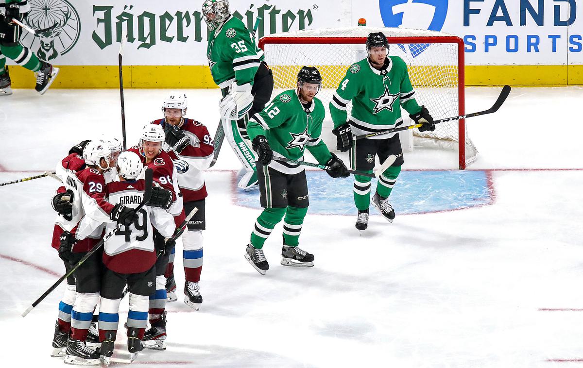 Dallas Stars Colorado Avalanche | Hokejisti Colorada so z drugo zaporedno zmago serijo izenačili na 3:3. O potniku med najboljše štiri bo odločala sedma tekma. | Foto Getty Images