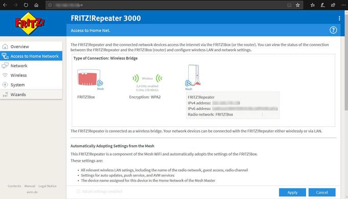 Nadzor in upravljanje omrežja, v katerem je repetitor FRITZ!Repeater 3000, potekata prek spletnega vmesnika. Največ funkcionalnosti je na voljo, če je tudi omrežni modem oziroma usmerjevalnik iz družine FRITZ!. | Foto: Srdjan Cvjetović