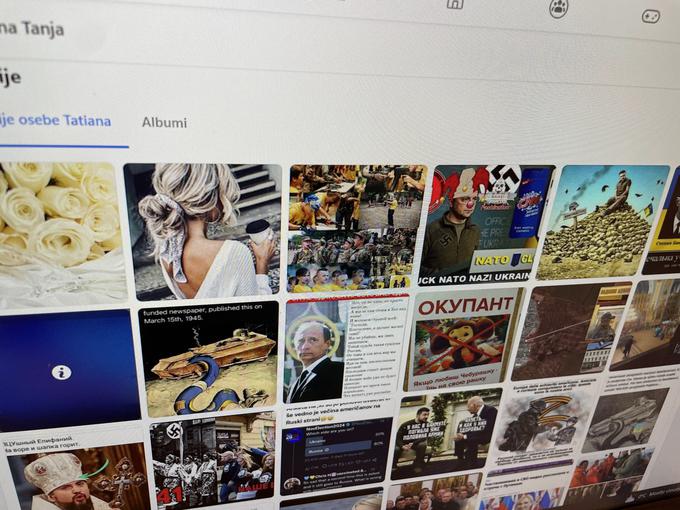 "Tatiana Tanja" v svojih objavah predvsem pljuva po predsedniku Ukrajine in predsedniku ZDA, deli pa tudi videoposnetke poročanja s terena ruske vojske in fotomontaže, ki poveličujejo Vladimirja Putina, Ramzana Kadirova, Sergeja Lavrova ter druge pomembne ruske vojaške, politične in ideološke akterje. | Foto: Matic Tomšič