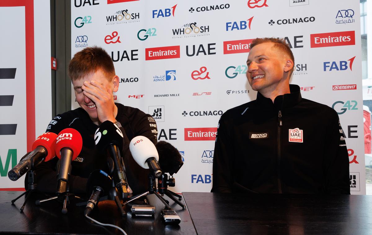 Tadej Pogačar Tim Wellens | Tadej Pogačar in Tim Wellens v Monacu pogosto trenirata skupaj. Konec avgusta je njun tempo z motorjem diktiral Timov oče Leo Wellens.   | Foto Reuters