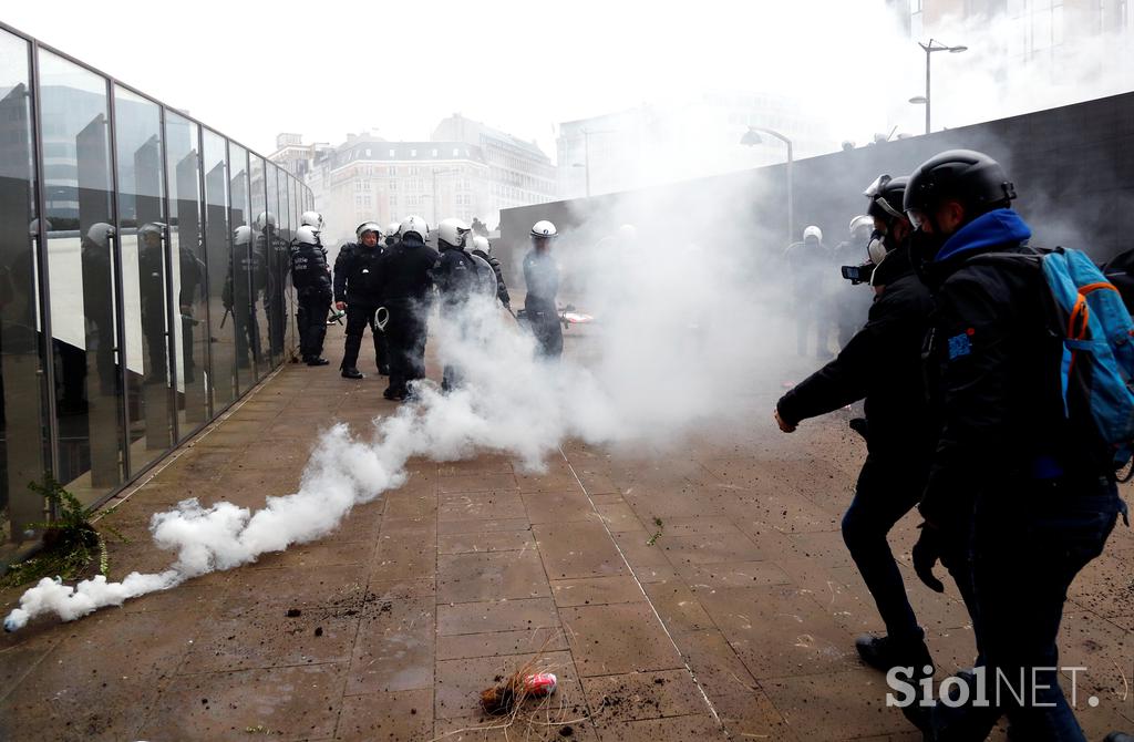 Nasilni protesti v Bruslju