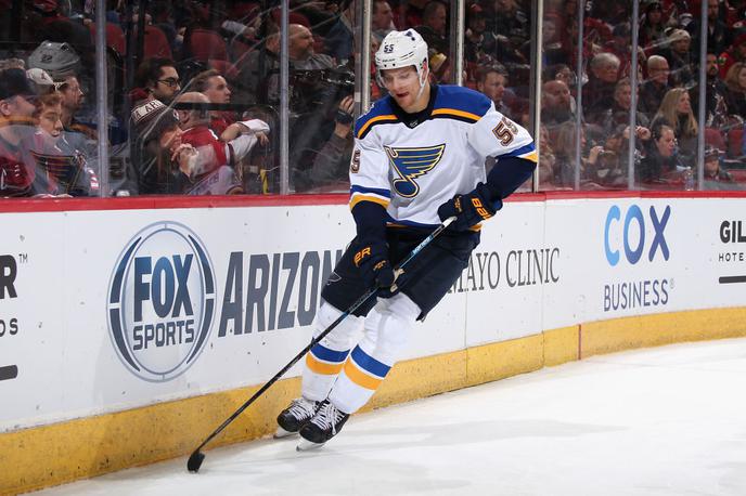 Colton Parayko | Colton Parayko je k zmagi St. Louisa prispeval gol in podajo. Za branilce naslova v ligi NHL je to 35. zmaga v tej sezoni. | Foto Getty Images