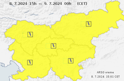 Arso izdal rumeno opozorilo za vso državo