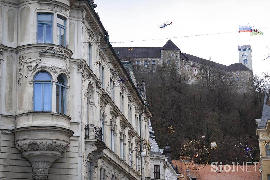 Helikopter spravilo lesa grajski grič