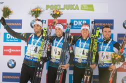 Fourcade blestel tudi v francoski štafeti, Slovenci 12.