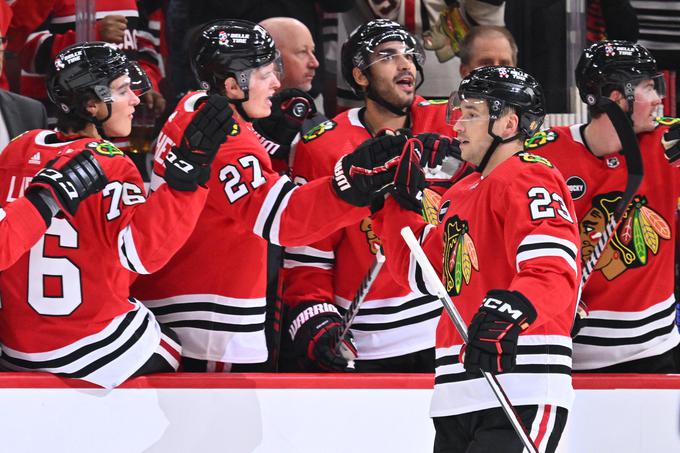 Hokejisti Chicago Blackhawks so kot prvi v sezoni premagali branilce naslova Vegas Golden Knights. | Foto: Reuters