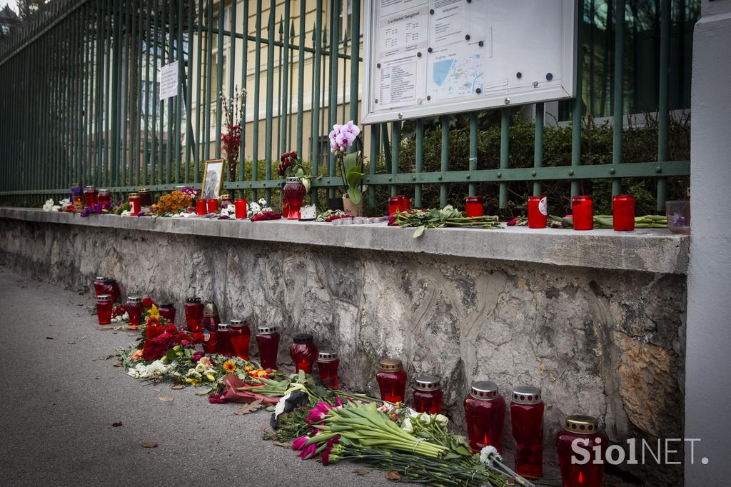 Aleksej Navalni, cvetje in sveče pred veleposlaništvom Nemčije.