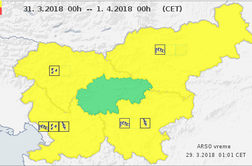 V noči na nedeljo prihaja hladna fronta