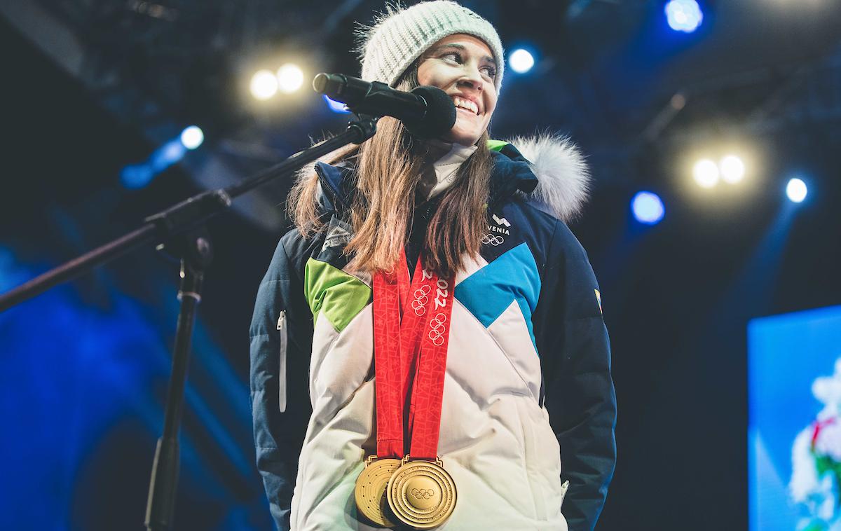 Urša Bogataj Sprejem | Urša Bogataj je na zimskih olimpijskih igrah v Pekingu osvojila kar dve zlati medalji. | Foto Grega Valančič/Sportida