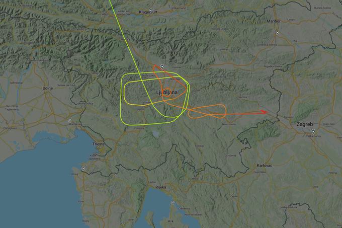 Pot Natovega letala nad Slovenijo.  | Foto: Radarbox / Posnetek zaslona