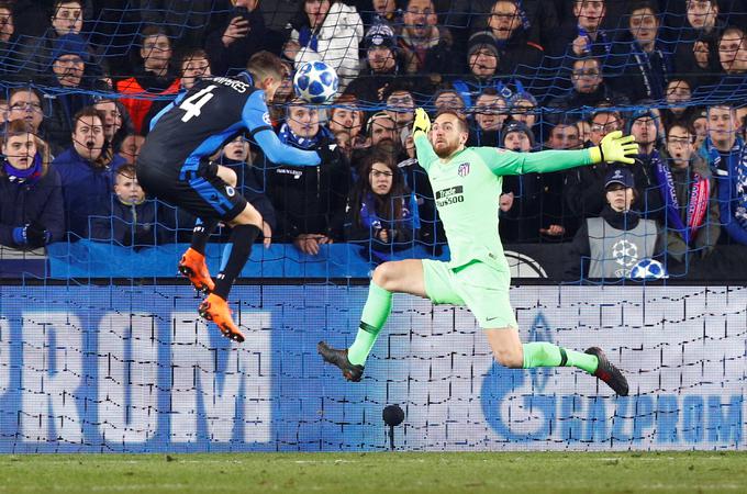 Jan Oblak je zbral dve obrambi in svojo mrežo spet ohranil nedotaknjeno. Odpovedali so napadalci Atletica, ki niso našli poti do mreže belgijske zasedbe. | Foto: Reuters