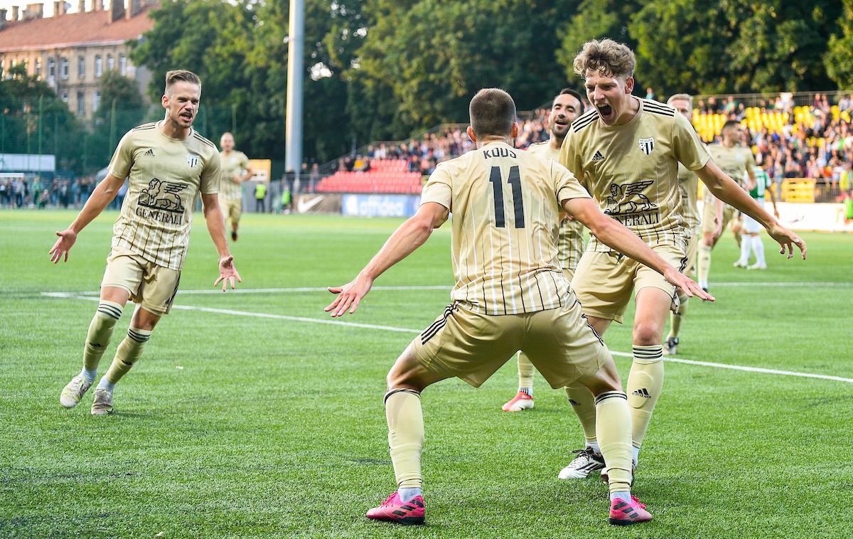 Žalgiris Mura | Lani je Mura v Vilni premagala Žalgiris z 1:0. Tako so se nekdanji varovanci Anteja Šimundže veselili po zadetku Žige Kousa. Letos je Šimundža z Ludogorcem po podaljšku remiziral s 3:3. | Foto Sportida