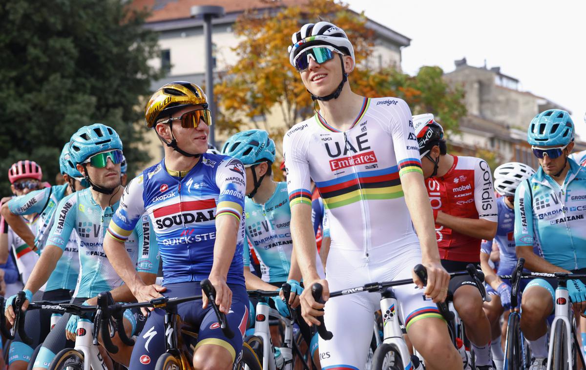 Tadej Pogačar, Remco Evenepoel, Il Lombardia 2024 | Tadej Pogačar bo v ekipi UAE Emirates ostal najmanj do konca sezone 2030, prejemal pa naj bi osem milijonov evrov letno.  | Foto Guliverimage