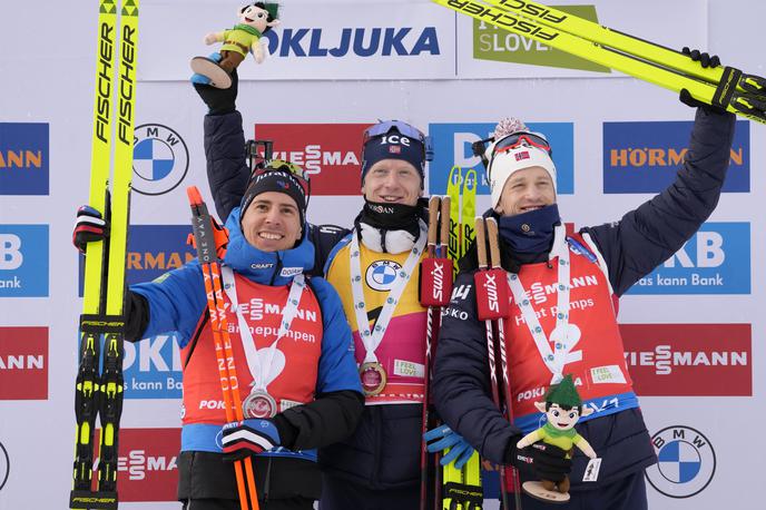 Pokljuka Sobota Boe | Na stopničke so se povzpeli brata Boe in pa Francoz. | Foto Guliverimage