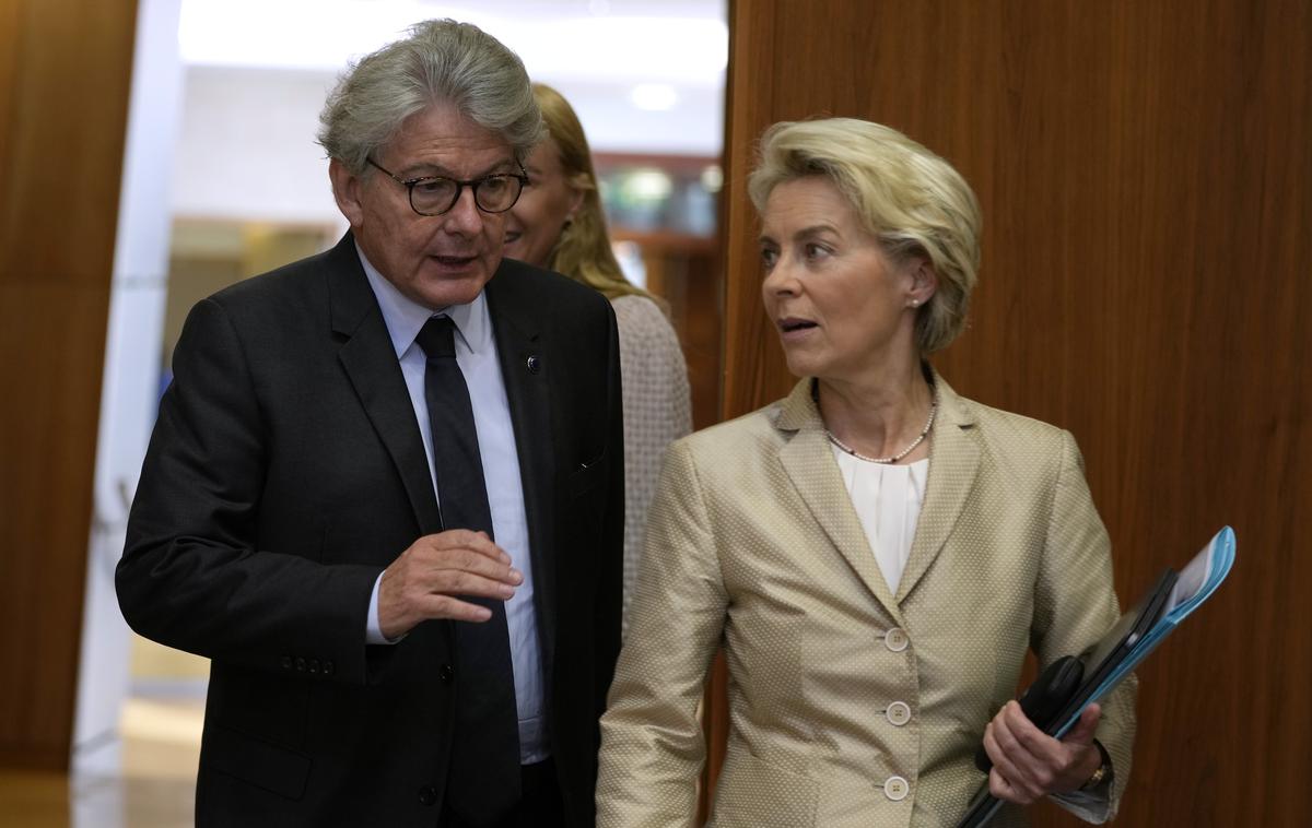 Thierry Breton in Ursula von der Leyen | Francoski kandidat Thierry Breton je nesprejemljiv za predsednico Komisije Ursulo von der Leyen. Breton, ki je liberalec, je pred letošnjimi evropskimi volitvami na družbenih omrežjih javno grajal Evropsko ljudsko stranko in predsednico Komisije. | Foto Guliverimage