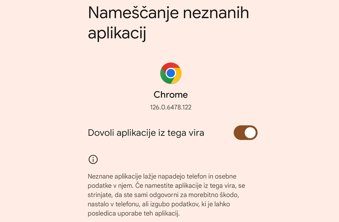 V novejših različicah operacijskega sistema Android lahko dovoljenje za nameščanje aplikacij iz neznanih virov posebej podelimo vsaki relevantni aplikaciji posebej.  | Foto: posnetek zaslona/Marine Traffic