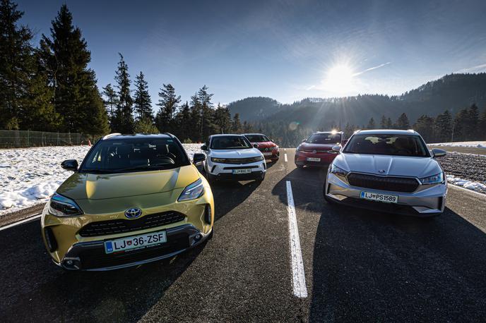 Slovenski avto leta Vransko | V finale izbora Slovenski avto leta 2022 so se uvrstili toyota yaris cross, škoda enyaq, opel mokka, volkswagen ID.4 in renault megane conquest. Vseh pet ponuja polno ali delno elektrificirane pogone, kar je prvič v tridesetletni zgodovini izbora. | Foto Uroš Modlic