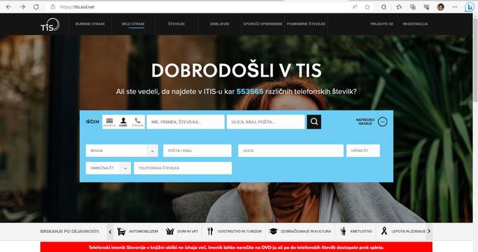 V spletni izdaji Telefonskega imenika Slovenije se podatki osvežujejo dnevno. | Foto: S. C. (zajem zaslona)