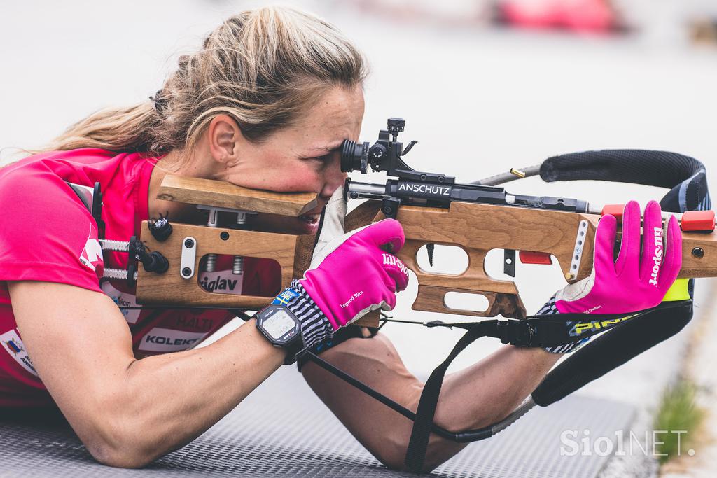 trening biatlon streljanja Anamarija Lampič