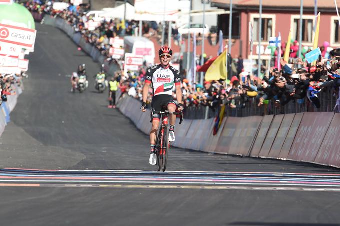 Zmaga, ki mu pomeni največ. Veselje ob prihodu na cilj četrte etape Dirke po Italiji leta 2017. | Foto: Guliverimage