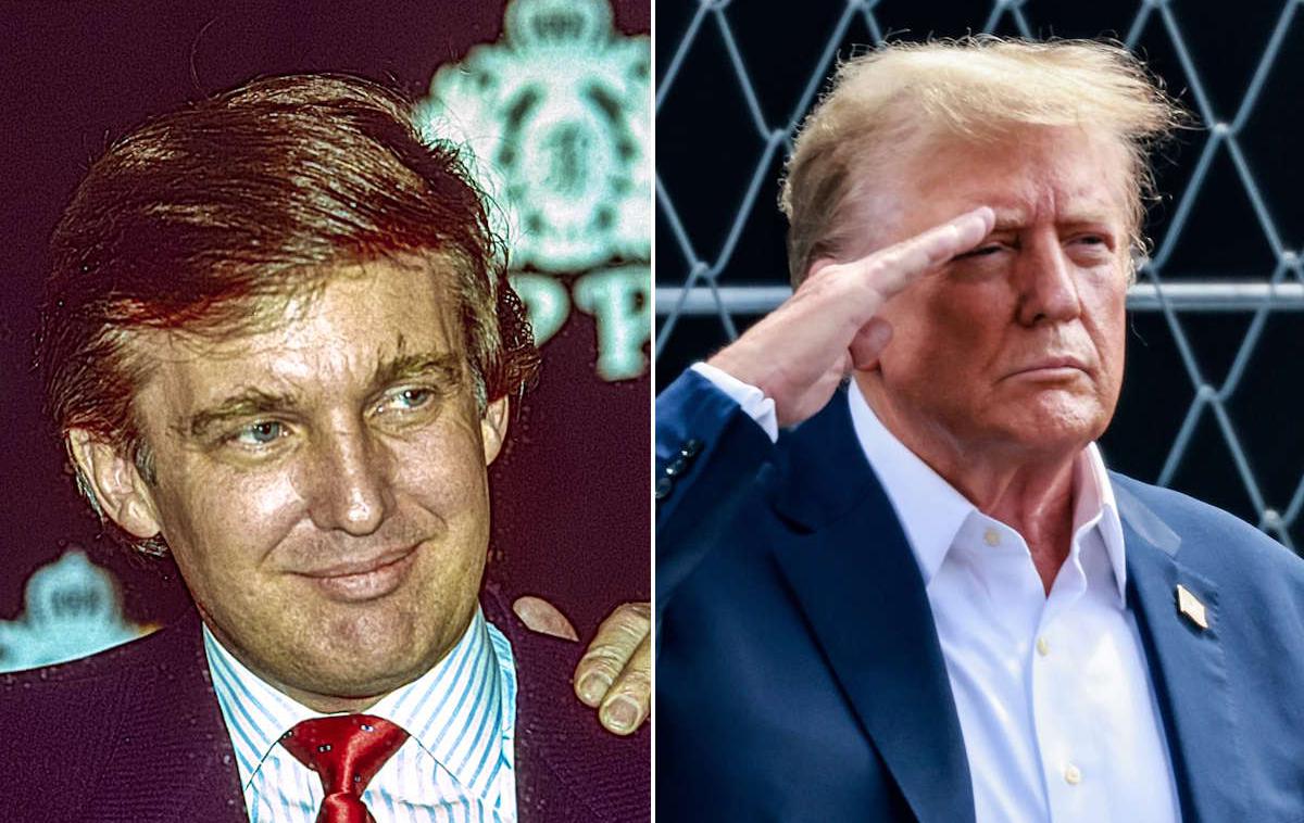 Donald Trump | Upokojeni kazahstanski obveščevalski veteran trdi, da ima kartoteko, v kateri je Donald Trump omenjen kot vir sovjetske KGB z vzdevkom Krasnov, pri sebi eden od tesnih zaupnikov Vladimirja Putina. Na levi fotografiji Trump leta 1988, na desni leta 2024. | Foto Guliverimage