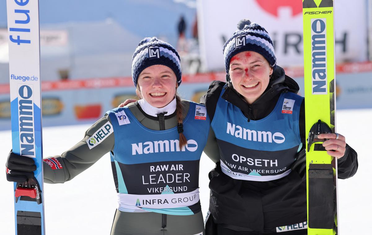 Eirin Maria Kvandal Silje Opseth | Svetovna rekorderka v smučarskih skokih Silje Opseth in zmagovalka norveške turneje Raw Air Eirin Marie Kvandal bosta izpustili zadnjo tekmo sezone v Planici.  | Foto Reuters