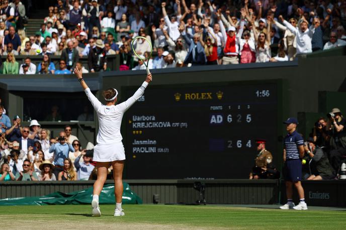 Barbora Krejčikova | Jasmine Paolini je v polfinalu po najdaljšem polfinalnem dvoboju v zgodovini Wimbledona ugnala Hrvatico Donno Vekić. V finalu je morala priznati premoč češki tekmici. | Foto Reuters