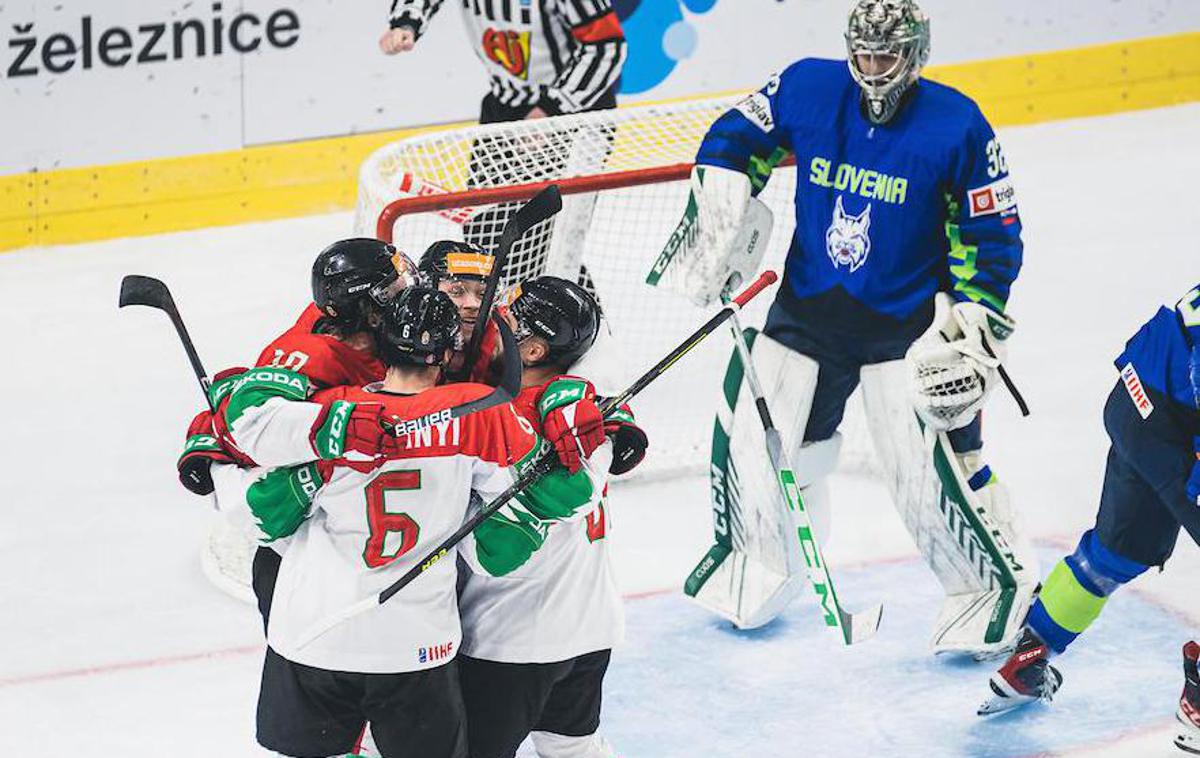 SP v hokeju (Ljubljana): Slovenija - Madžarska | Madžari so z zmago nad Slovenci prvenstvo končali na prvem mestu. Obe sosedi sta napredovali med elito. | Foto Grega Valančič/Sportida