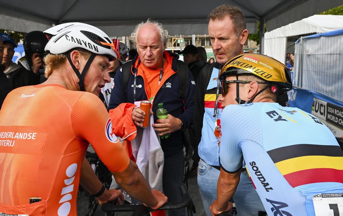 Mathieu van der Poel Remco Evenepoel | Mathieu van der Poel in Remco Evenepoel sta se čudila skoku Tadeja Pogačarja. Presenetil ju je. | Foto Guliverimage