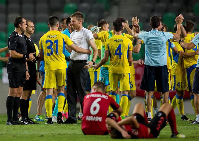 Izbranci Simona Rožmana so pred šestimi leti na povratni tekmi 3. kroga kvalifikacij lige Europa ugnali Freiburg z 2:0. Ker so na prvi tekmi v Nemčiji izgubili z 0:1, so dvakratni slovenski prvaki izločili nemškega bundesligaša. | Foto: Urban Urbanc/Sportida