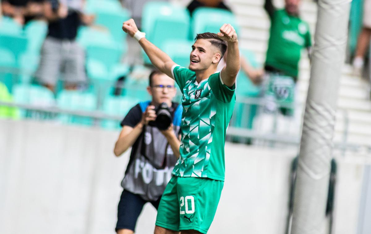 NK Olimpija : Hajduk Split | Nemanja Motika je izkoristil napako splitske obrambe in odločil zmagovalca. | Foto Nik Moder/Sportida