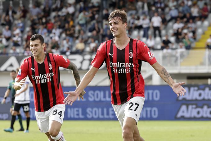 Mladi napadalec Milana Daniel Maldini je pri 19 letih na svojem 11. nastopu v serie A dočakal prvi zadetek. | Foto: Reuters