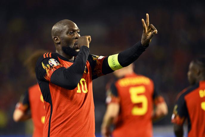 Romelu Lukaku | Belgijec Romelu Lukaku je v prvem polčasu mrežo Azerbajdžana zatresel kar štirikrat in na lestvici najboljših strelcev ušel Cristianu Ronaldu. Odigral je le prvih 45 minut, nato ga je zamenjal Šeškov soigralec pri Leipzigu Loic Openda. | Foto Guliverimage