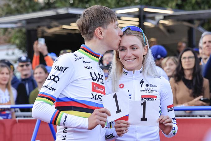 Tadej Pogačar in Urška Žigart sta na dirki Strade Bianche nosila startno številko 1.  | Foto: Guliverimage