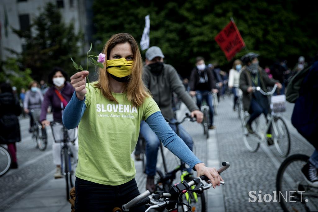 Protesti kolesarjev v Ljubljani