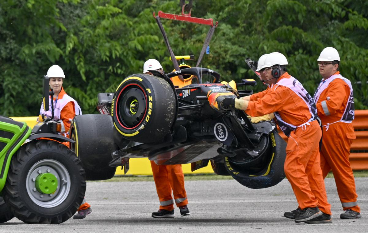 Hungaroring Sergio Perez Red Bull | Sergio Perez je že na začetku treninga razbil svoj Red Bullov dirkalnik. | Foto Guliverimage