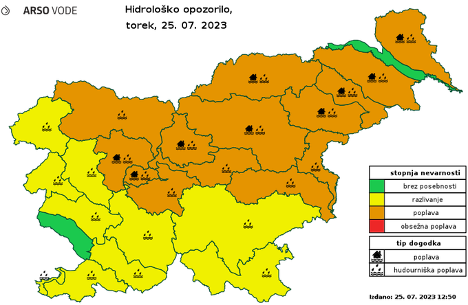 Arso, hidrološko opozorilo | Foto: Arso