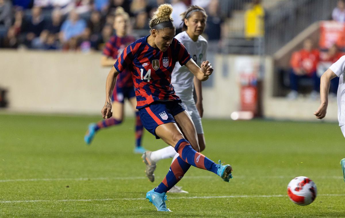 Trinity Rodman | Trinity Rodman je na prijateljski tekmi z Uzbekistanom vknjižila prvi reprezentančni zadetek. | Foto Reuters