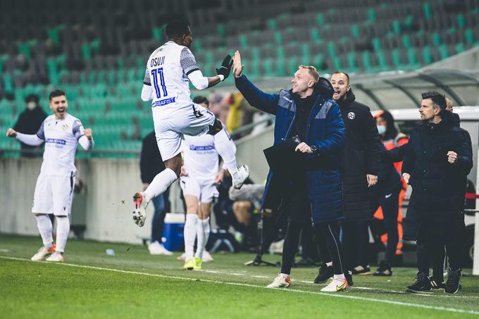 Bede Osuji bi si težko želel lepši dan kot tisti v četrtek. V nedeljo ga čaka Olimpija, proti kateri se je letos že vpisal med strelce. | Foto: Grega Valančič/Sportida