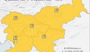 Oranžni alarm: v četrtek možnost poledice in žleda (video)