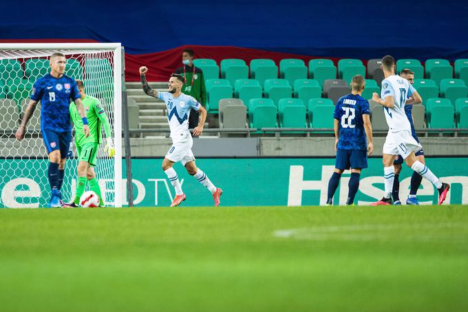 Zadetek za Slovenijo je prispeval Petar Stojanović. | Foto: Grega Valančič/Sportida