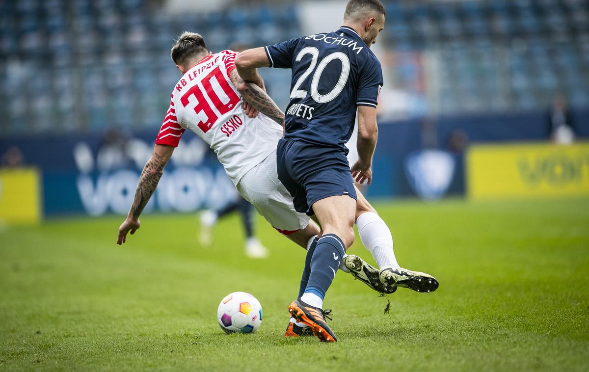 Leipzig Bochum Benjamin Šeško | Leipzig je z Benjamin Šeškom od sedme minute zaostajal z 0:1, nato pa zmagal s 4:1. | Foto Guliverimage