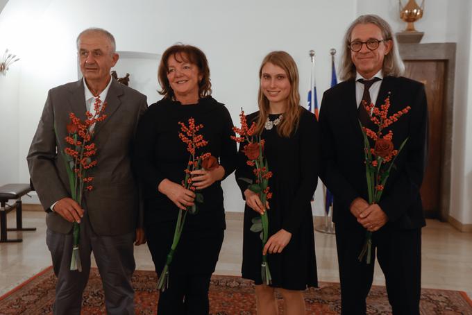 Dobitniki letošnjih Rožančevih nagrad: Stevan Paspalj, Marta Bon, Maruša Mišmaš Zrimšek in  Primož Kališnik. | Foto: Nik Rovan