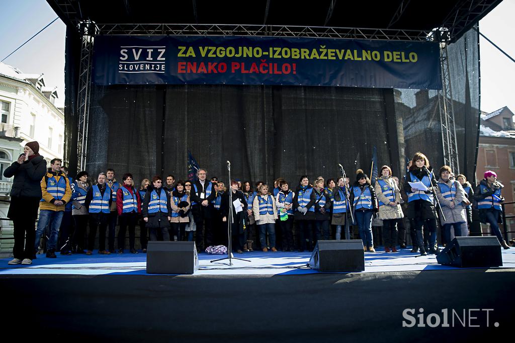 protest stavka Ljubljana Sviz