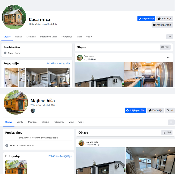Majhna hiša in Casa Mica. Podobnost je več kot očitna.  | Foto: Posnetek  zaslona